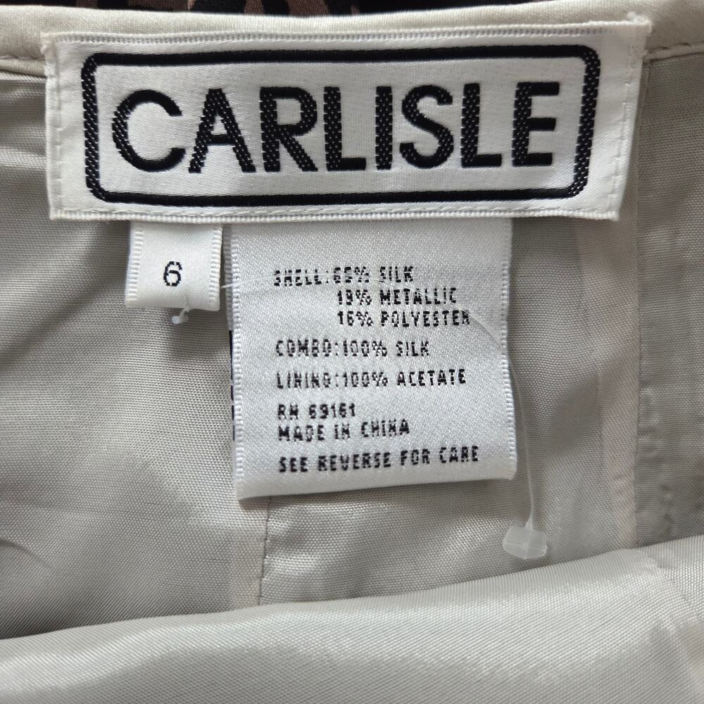 Vintage Carlisle Silk Jaquard Skirt 6 Gold Metallic Color Glam Lux Quiet Money - Picture 3 of 12